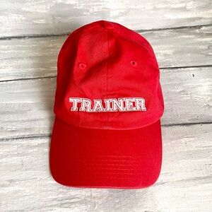 Red Trainer Cap Ball Hat Adjustable Strap Back Baseball Cap Unisex Dad Hat OS